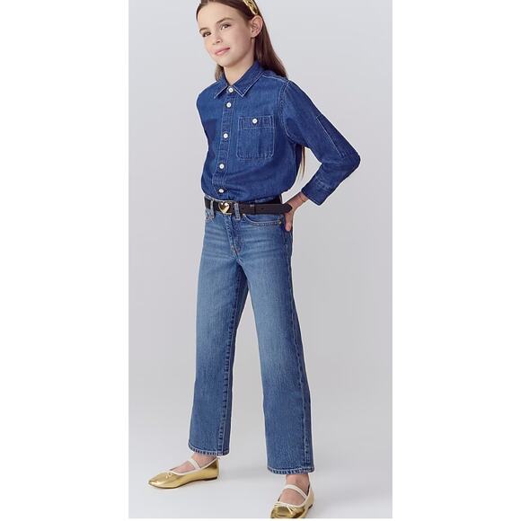 J Crew crewcuts Jeans 10 Blue Girls Slim Wide Leg BY160 Kids J.Crew Hayworth - Picture 1 of 5